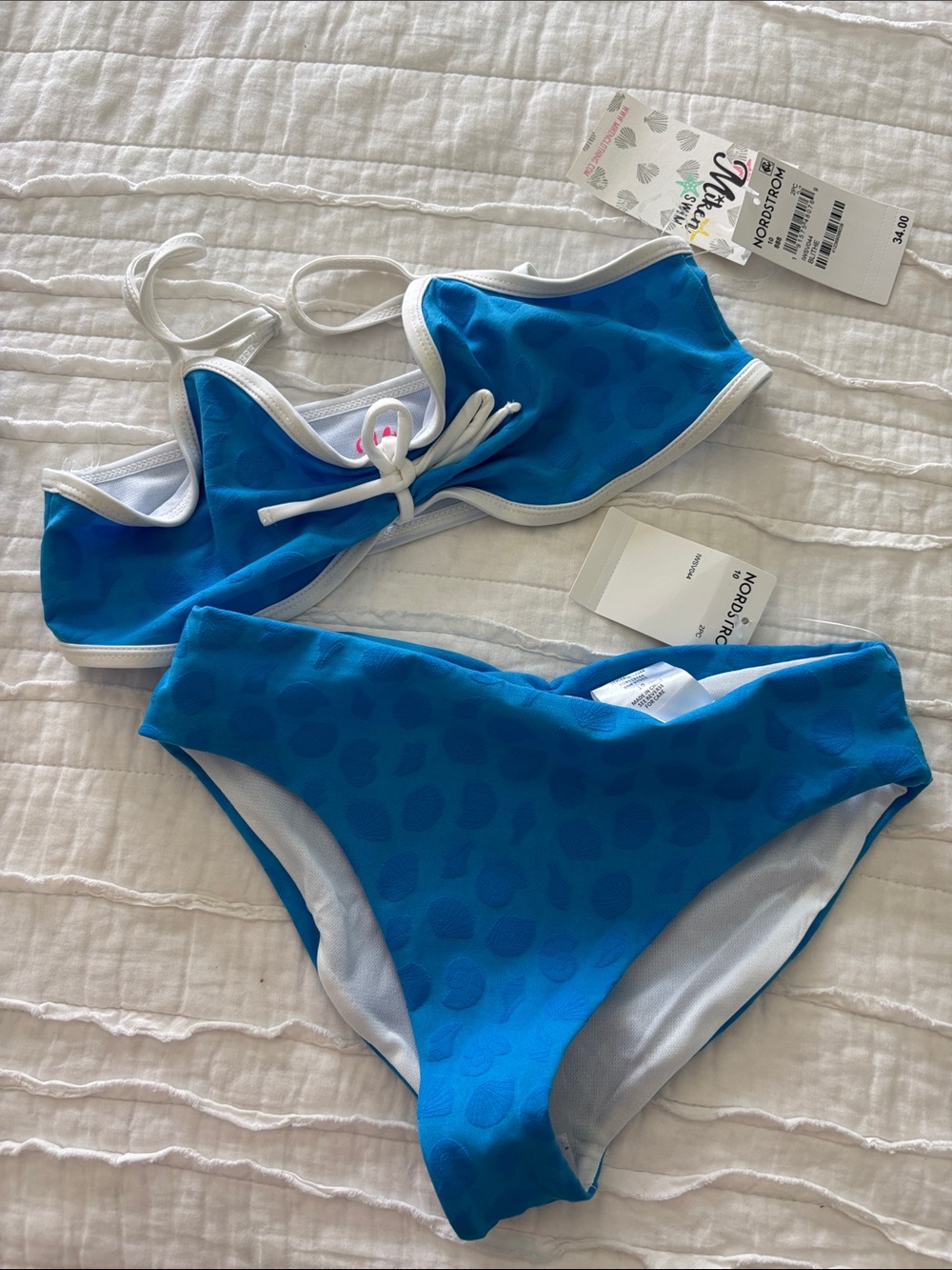 Blue Bikini Set with White Trim